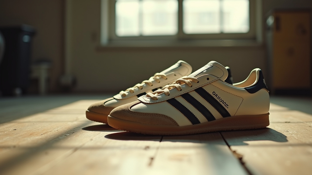 Adidas Samba sur terrain de football hivernal