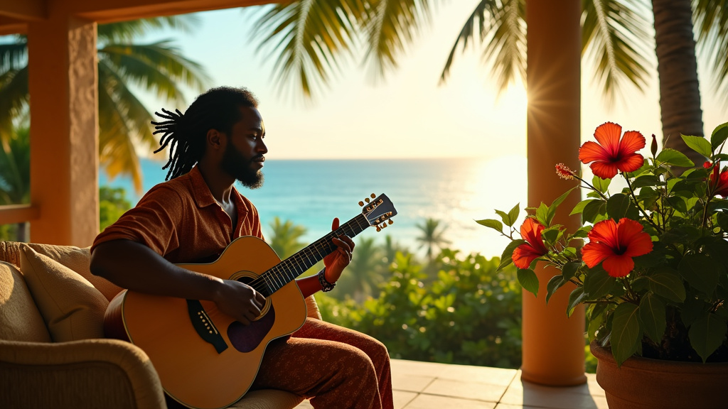 Bob Marley tenant une guitare en concert