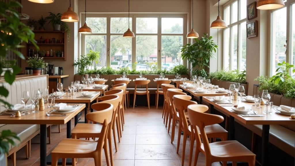 Plan d'agencement de restaurant avec espaces entre les tables