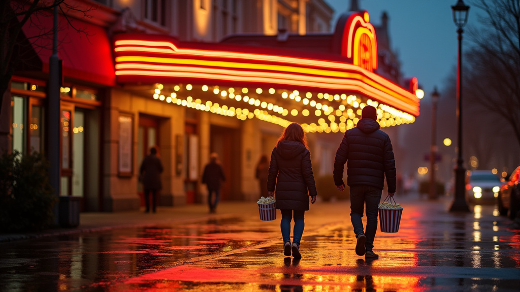 Salle de cinéma IMAX avec écran géant et sièges confortables