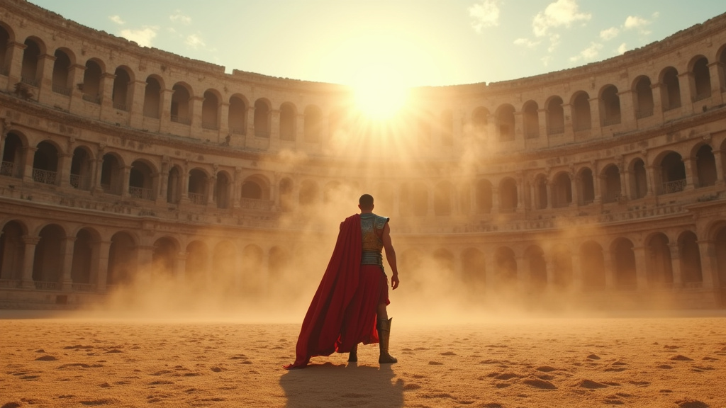 Scène de tournage de Gladiator 2 avec les décors monumentaux de Rome