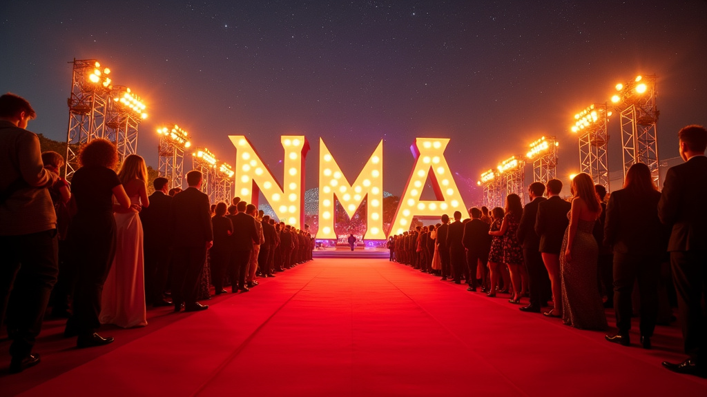 Scène des NRJ Music Awards avec artistes sur le tapis rouge