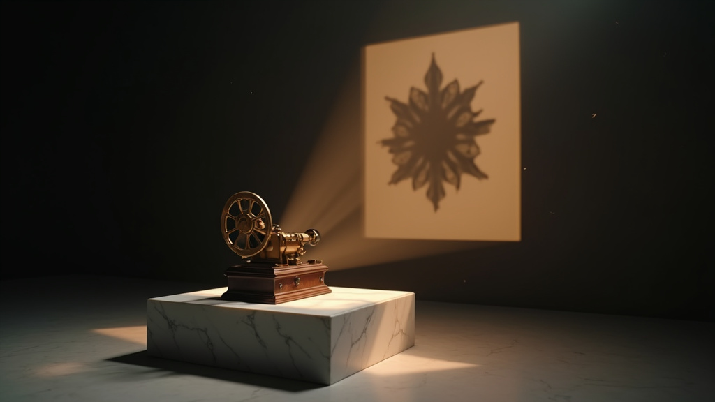 Illustration conceptuelle du cinéma absolu avec des formes géométriques en mouvement